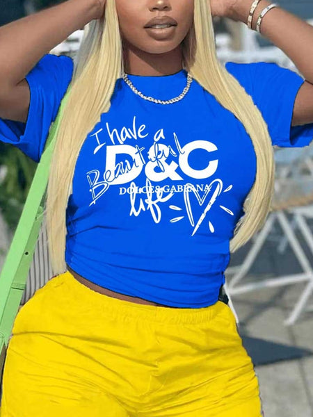 Heart Letter Print T-shirt AR505