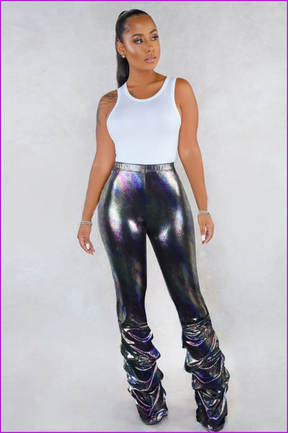 Stacked Skinny Night Club Pants For WomenDE942 - Furdela