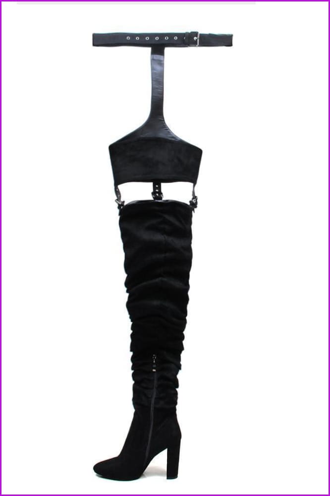 Strap Square Over Knee High Heel Boots F1706 - Furdela