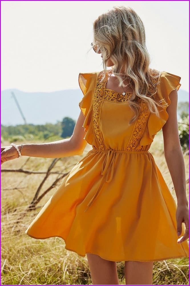 Summer Fashion Square Collar Lace Up Women's Dress - bronxriverempiregardens