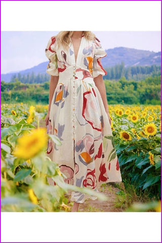 Summer Fashion V Neck Women's Long Dress - Furdela