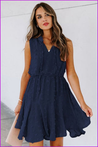 Summer Pure Color Embroidery Sleeveless Dress For Women - Furdela