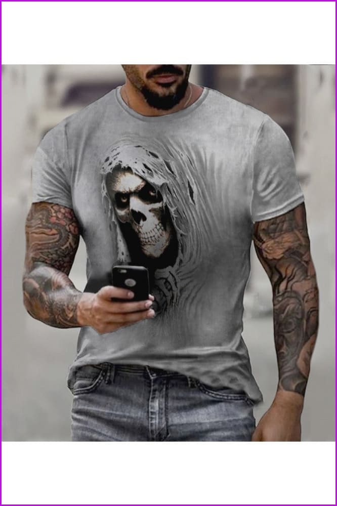 Summer Skull Printing Retro Men's Casual T-Shirt - bronxriverempiregardens Wholesale