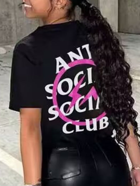 Anti Social Social Club Letter Print T-shirt AR5013