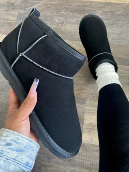 Round Toe Plush Booties BO5060 Furdela