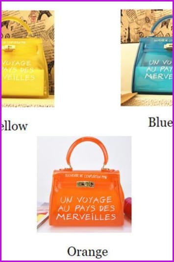 Transparent Jelly Letter Printing Handbag Shoulder Bag F062 - Furdela