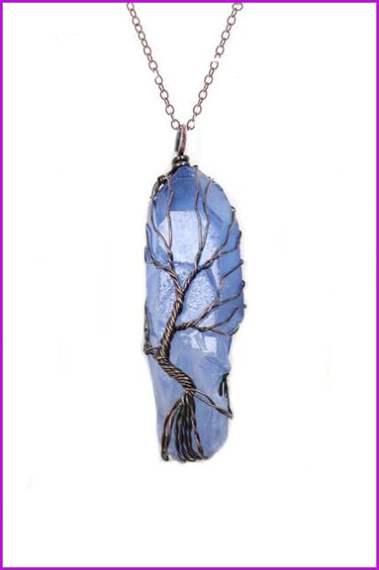 Vintage Irregular Natural Stone Crystal Pendant Necklace DC328 - Furdela