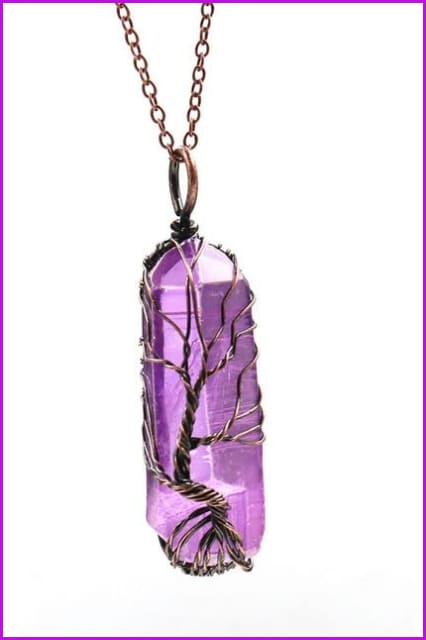 Vintage Irregular Natural Stone Crystal Pendant Necklace DC328 - Furdela