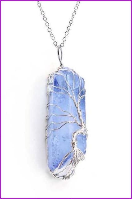 Vintage Irregular Natural Stone Crystal Pendant Necklace DC328 - Furdela