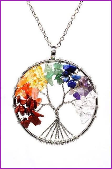 Vintage Irregular Natural Stone Crystal Pendant Necklace DC328 - Furdela
