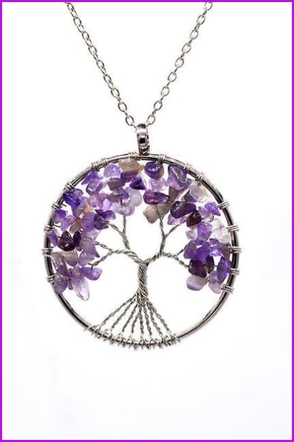 Vintage Irregular Natural Stone Crystal Pendant Necklace DC328 - Furdela