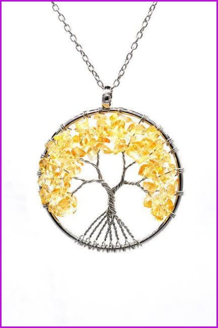 Vintage Irregular Natural Stone Crystal Pendant Necklace DC328 - Furdela