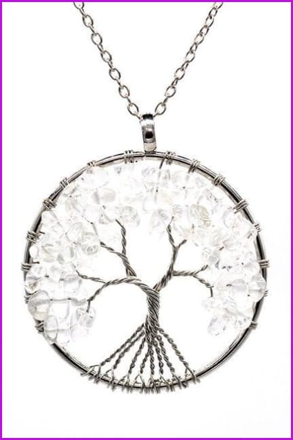 Vintage Irregular Natural Stone Crystal Pendant Necklace DC328 - Furdela