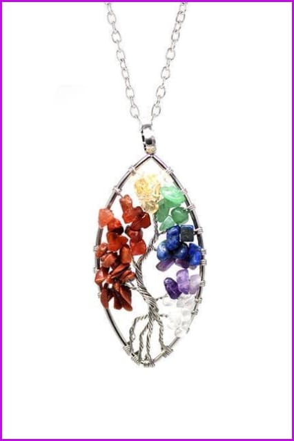 Vintage Irregular Natural Stone Crystal Pendant Necklace DC328 - Furdela