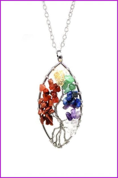 Vintage Irregular Natural Stone Crystal Pendant Necklace DC328 - Furdela