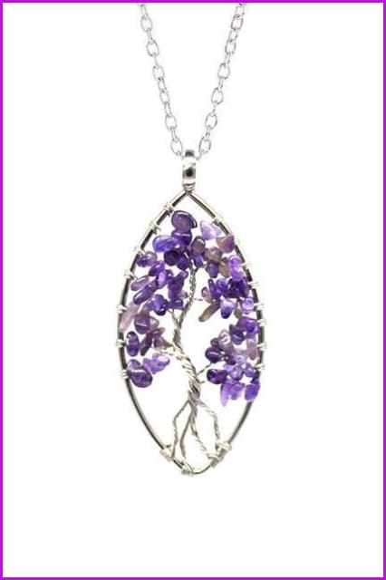 Vintage Irregular Natural Stone Crystal Pendant Necklace DC328 - Furdela