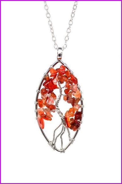 Vintage Irregular Natural Stone Crystal Pendant Necklace DC328 - Furdela