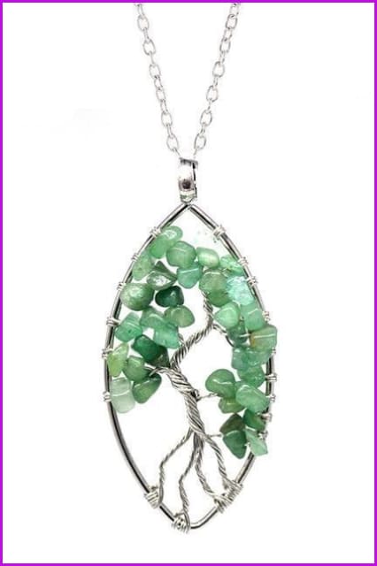 Vintage Irregular Natural Stone Crystal Pendant Necklace DC328 - Furdela