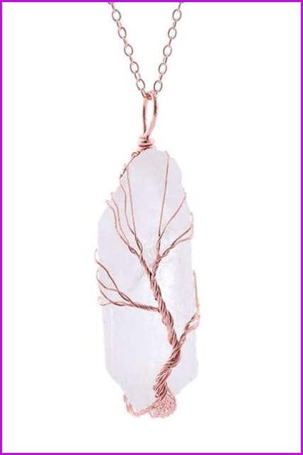 Vintage Irregular Natural Stone Crystal Pendant Necklace DC328 - Furdela