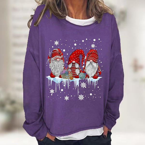 Women's Sweatshirt Pullover Active Streetwear Green Black Blue Graphic Snowflake Gnome Loose Fit Christmas Round Neck Long Sleeve S M L XL XXL 3XL PC119