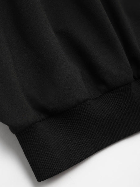 Pattern Kangaroo Pocket Print Letter Loose Hoodie BO3069