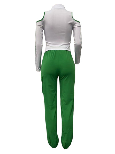 Cut Out Drawstring Side Pocket Pants Set BO5054 Furdela