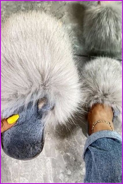 Warm Faux Fur Ladies Cross Soft Plush Furry House Slippers F1646 - Furdela