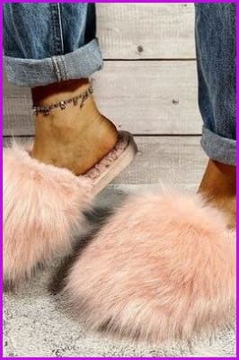 Warm Faux Fur Ladies Cross Soft Plush Furry House Slippers F1646 - Furdela