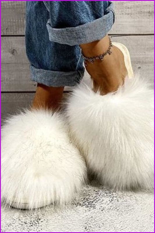 Warm Faux Fur Ladies Cross Soft Plush Furry House Slippers F1646 - Furdela