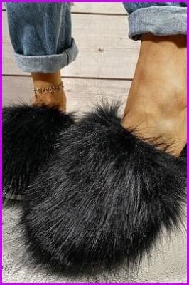 Warm Faux Fur Ladies Cross Soft Plush Furry House Slippers F1646 - Furdela