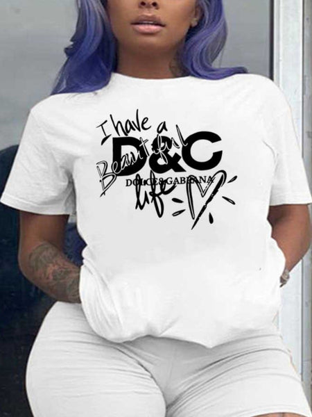 Heart Letter Print T-shirt AR505