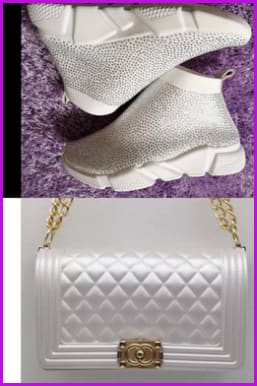 White Jelly Shoulder Bag And Sneakers Set - Furdela