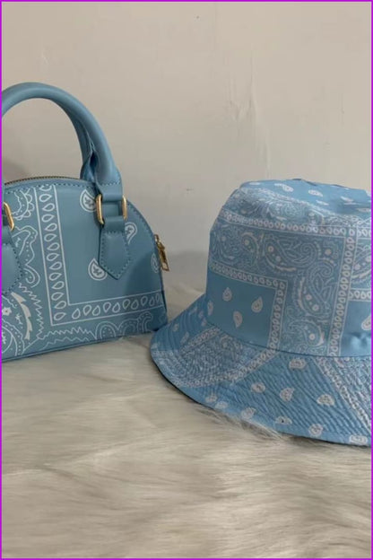 Bandana Print Handbag and Hat Set F2398 - Furdela