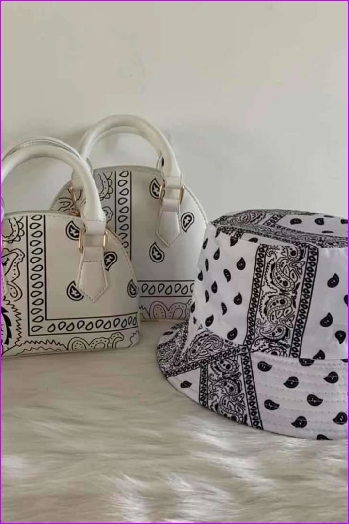 Bandana Print Handbag and Hat Set F2398 - Furdela