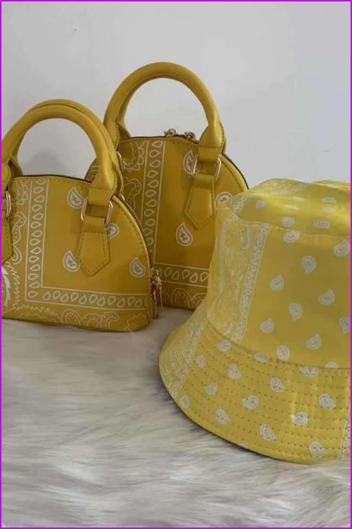 Bandana Print Handbag and Hat Set F2398 - Furdela