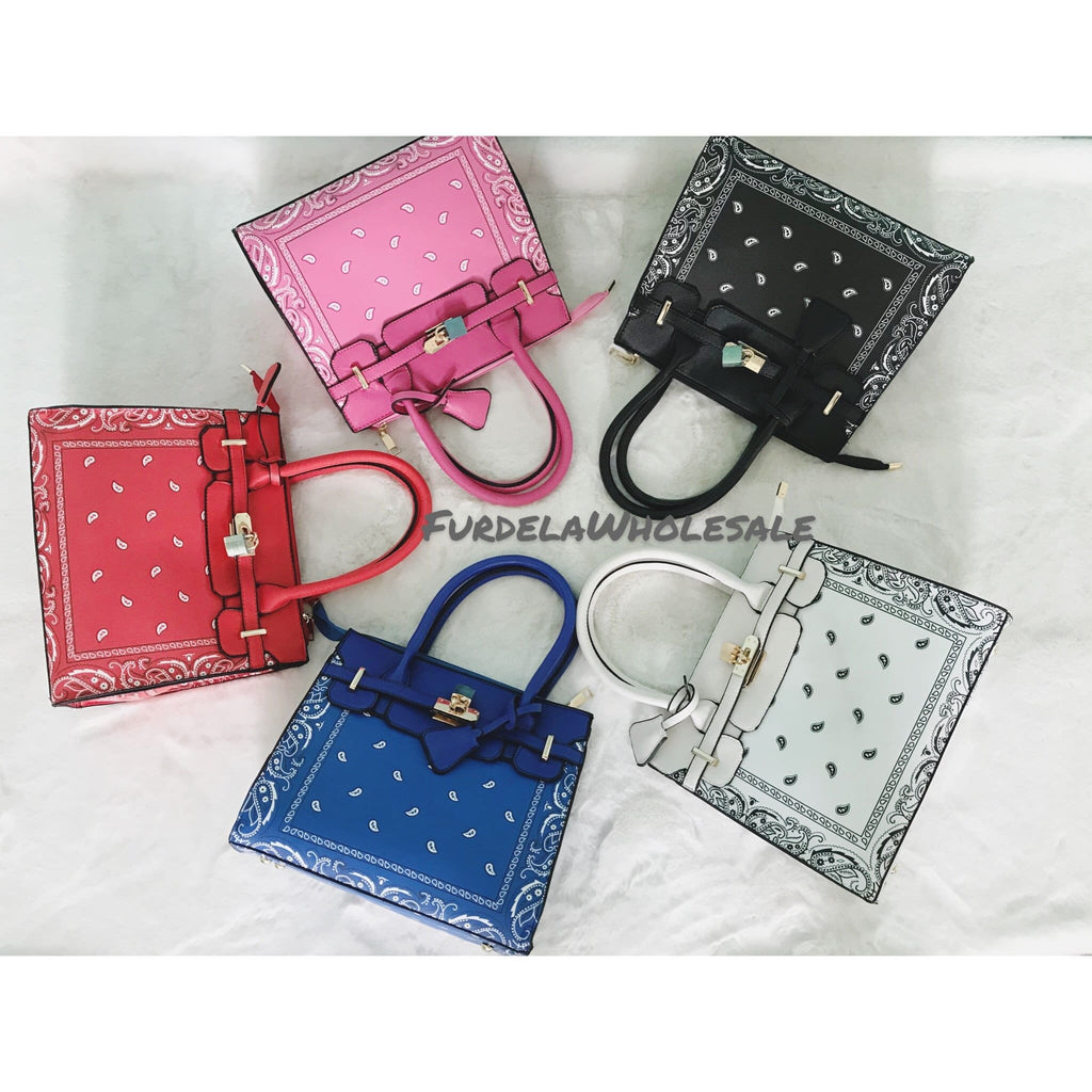 Bandana Print Lock Handbag F1946 - Furdela