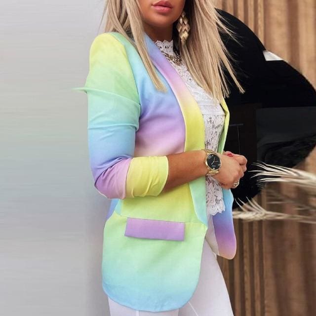 Colorful Printed Cardigan Lady Blazers - Furdela