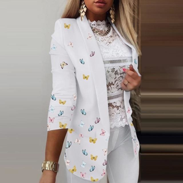 Colorful Printed Cardigan Lady Blazers - Furdela
