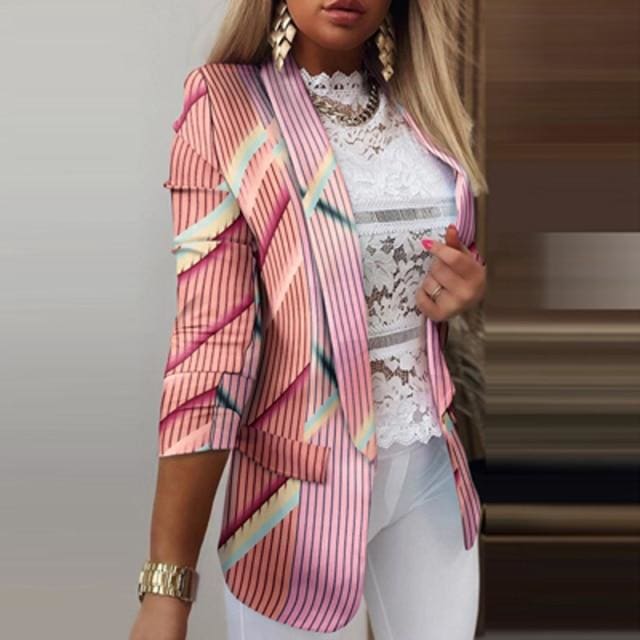 Colorful Printed Cardigan Lady Blazers - Furdela
