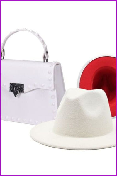 Frosted Rivet Jelly Handbags With Bucket Hat Set - Furdela