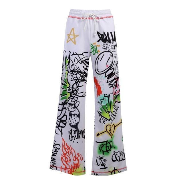 Harajuku Wide Leg Painting Printed Sweatpants - Furdela