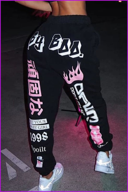 Hip Hop Graphic Print Sweatpants F2281 - Furdela