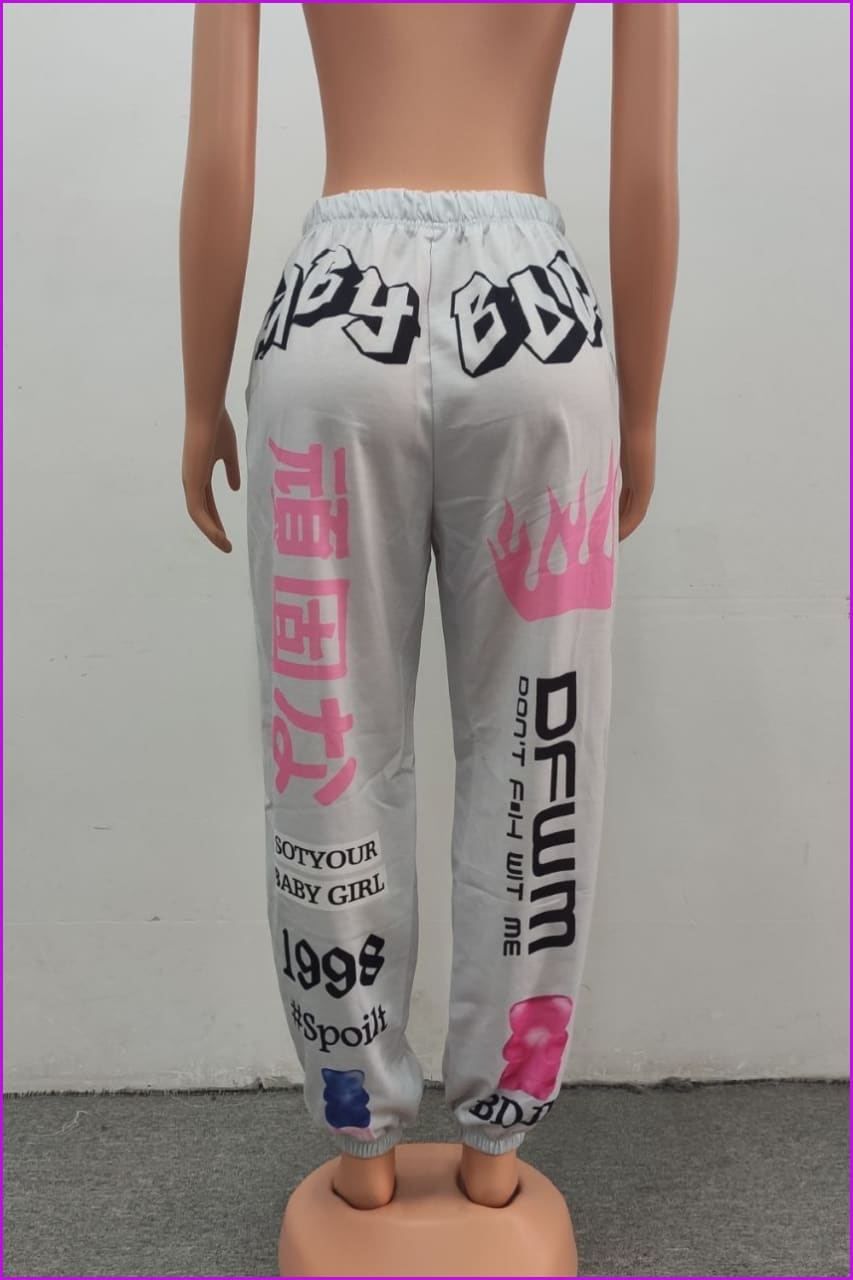 Hip Hop Graphic Print Sweatpants F2281 - Furdela