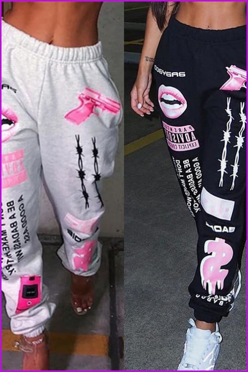 Hip Hop Graphic Print Sweatpants F2281 - Furdela