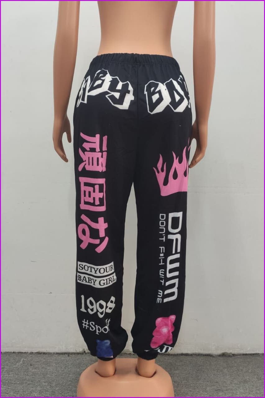 Hip Hop Graphic Print Sweatpants F2281 - Furdela