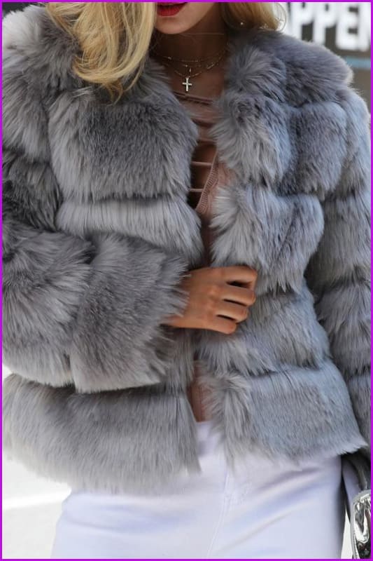 Plus Size 4XL Faux Fur Coat F2823 - Furdela
