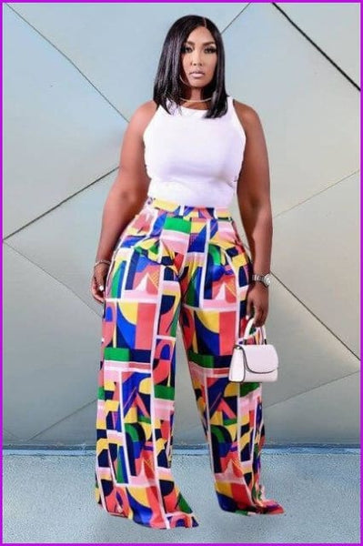 Plus Size Loose Wide Leg Long Maxi Pants F2539 - Furdela