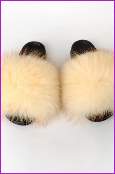 Super Fluffy Real Raccoon Fur Slides F2520 - Furdela