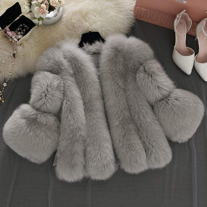 V Neck Short Fluffy Faux Fur Coats F2747 - Furdela
