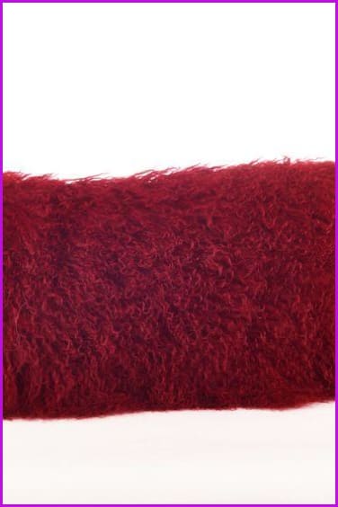 Wine Mongolian Lamb Fur Pillow Covers DO777 - Furdela Wholesale